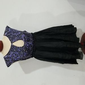 Bebe Blue and Black Key Hole Mini Dress Size Small